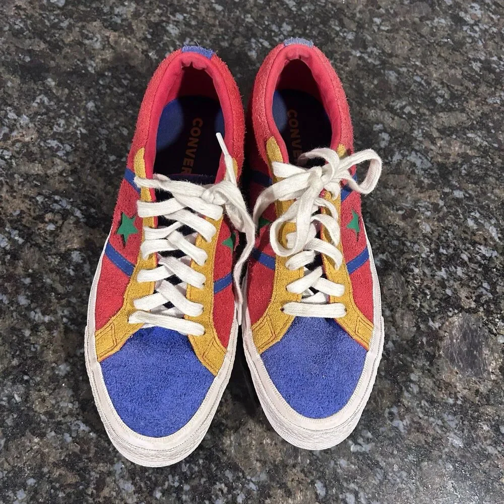 Converse One Star Academy Low Enamel Red Blue Men's Size 7.5 Sneakers Suede
